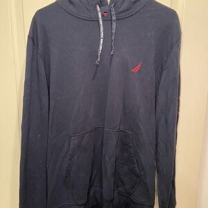 Nautica Dark Blue Hoodie with Red Logo